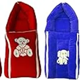 QOC (3 in 1) Baby Sleeping Bag & Carry Nest Pack of 3 Combo, Bed Cum Infant Portable Bassinet – Red + Blue, Newborn Sleeping Bag Set-picture-18