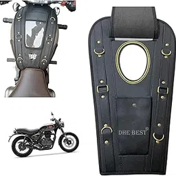 Dhe Best Bike Black Tank Bag Petrol Tank Cover with Mobile Holder Pouch Suitable for RE Hunter 350-picture-14