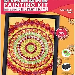 Little Birdie DIY Diamond Painting Kit with frame Mandala Sun, 1 Box | for Art & Craft, Creative, Fun & Activity Kit | Gift for Kids, Adult-image-12