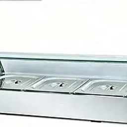 Food Warmer 3-Pan Stainless Steel Bain Marie with Glass Cover Display for Buffet Catering Restaurant Hotel-picture-22