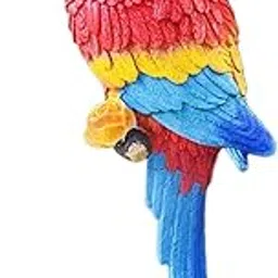 Outdoor Parrot Figurine Tree Decor Bird Sculpture for Outside Lawn Landscape Right Red-picture-37