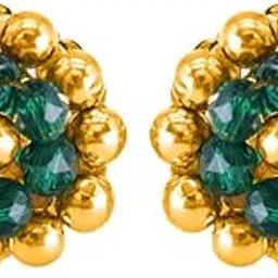 p.c. chandra jewellers 22KT (916) Yellow Gold Thushi Stud Earrings for Women | Petite Green Bead Design-picture-45