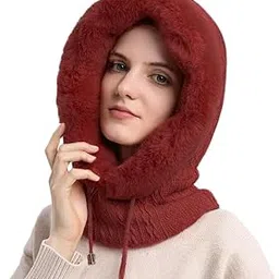 topibaaz Winter Beanie Monkey Cap Hood for Women | Stretchable Skull Soft Combined Scarf Woolen Balaclava Neck Warmer Casual Cap Hat for Girls & Ladies | Freesize image 1