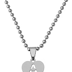 m men style English Alphabet Initial Charms Letter Initial A Alphabet Silver Stainless Steel Letters Script Name Pendant Chain Necklace from A-Z for Men And Women-picture-54