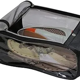 luces Fabric Shoe Cover Portable Travelling Half Transparent Storage Bag Footwear Wardrobe Dust-Proof Organizer Pouch Pack of 1 Black-picture-52