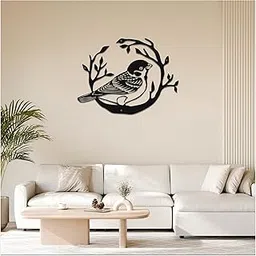 Alone Bird | Metal Wall Table Circular Bird Couple | Handmade Quality Metal Wall Art | Living Room Wall Decor, Bedroom Wall Decor, Home Decoration Wall | (60 cm 24 inches, BLACK)-image-38