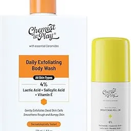 Chemist at Play Exfoliating Body Wash (236ml) + Neck, Knee & Elbow Brightening Roll-On (40ml) | With Lactic Acid, Salicylic Acid, Vitamin C, Niacinamide & Ceramides | Exfoliates & Brightens Skin-picture-43