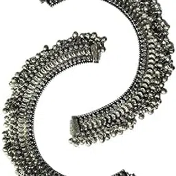 anthajewels Alloy Steel Plated Handmade Payal Anklets | Traditional & Trendy Foot Jewelry for Women & Girls | Stylish Ethnic Design | For Occasions-picture-51