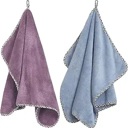 SPREAD SPAIN Microfiber Hand Towels | Set of 2 | Super Soft & Highly Absorbent | 360 GSM | Hand Towel for Gym & Workout Towels | Hanging Loop | 40x60cm (American Denim/Fashion Fruit)-picture-41
