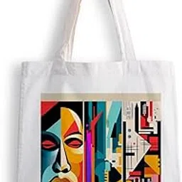 ashvah Canvas Tote Bags for Women, College Bag for Girls, Tote Bag for Shopping, Travel & Beach Bags for Women - Face Painting - D No - 252-picture-15
