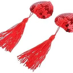 3xNipple Cover Sticker Sexy Toys Women Sequin Tassel Breast Bra Pasty Red-image-1