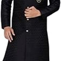 xepon Mens Traditional Ethnic Wear Black Sherwani & Pajama Set-picture-46
