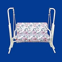 s k modern art Swing with Stand | Jhula for Adults with Cushion for Home/Patio (Two Seater, White)-picture-16