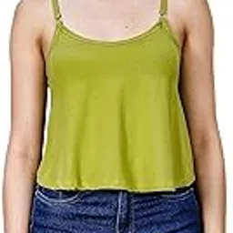 one sky Women’s Sleeveless Camisole Tank Top Inners Regular Fit Spaghetti Cotton Crop Slip for Women (S)-picture-34