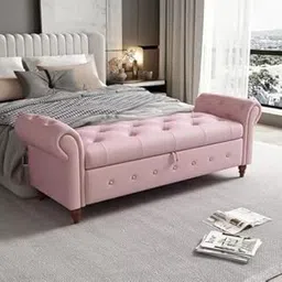 MTK WOOD PLAZA.Aleila Upholstered Flip Top Storage Bench Sofa Bench couchbench Ottoman Bench Puff Puffy foodstuff foodstool nilhed for livingroom Bedroom Office guestroom (Pink)-picture-26