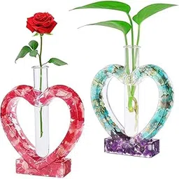 Eoast Silicone Resin Planter Propagation Vase Casting Mould with 1 Test Tubes for Hydroponic/Flowers (heart shape)-picture-43