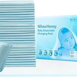 Nihao Honey Disposable Baby Urinal pad Waterproof pad Infant Nursing pad Baby Portable Diapers 30pieces(Blue, 18x24inch)-picture-10