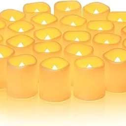Homemory Flameless Votive Candles, 24PCS Flickering Battery Operated LED Tealight Candles, Realistic Electric Fake Candle for Wedding, Table, Outdoor (Battery Included)-image-14