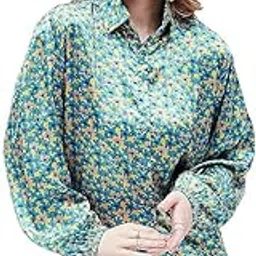 slique apparels Women's Casual Full Sleeve Satin Floral Printed Collar Neck Regular Fit Stylish Shirt Top-picture-12