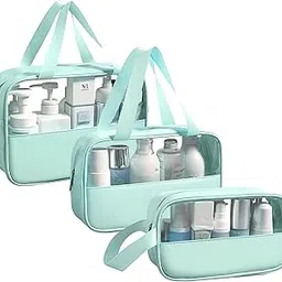 Set of 3 Transparent Makeup Pouch for Women Travel Cosmetic Makeup Organizer Bag, Washbag Pouch Portable Carry Toiletry Storage Bag for Girls-image-98