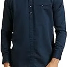 manyavar Men's Cotton Bandhgala Collar Short Kurta (1pc) image 1