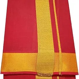 dhoties town Pure Cotton Colour Dhoties For Men Golden Jari Border 100k (Size : 9 x 5) 4.00 Meter double Dhoti And 2.25 Meter Towel set-picture-11