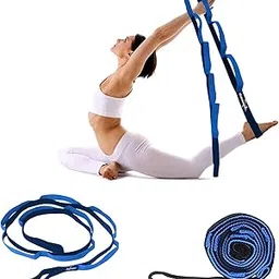 b bozzby B BOZZBY™ Yoga Belt 8 Loop Option Varient Stretching Strap for Yoga, Pilates, Exercise, Physical Therapy Home Fitness (Blue-Black)- 1 Pcs-picture-14