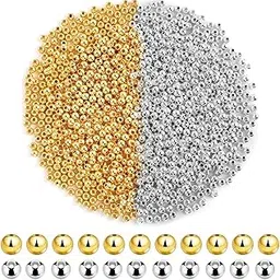 1200 pcs Golden Silver Spacer Beads Smooth Round Bracelet Beads Metal Craft with Holes Small Loose Spacer for DIY Necklace Jewelry Making DIY Art & Crafts-picture-52