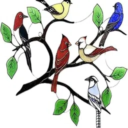 FABLOFT Stained Glass Hummingbird Suncatcher Metal Birds Home Windows Hanging Decor-picture-17