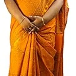 Mulmul Zari Border Saree| Printed Orange Saree| With Running Blouse Piece-picture-17