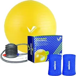 VERIFIED Gym Set with VERIFIED 65 CM Weighted Gym Ball and Charged Wrist Band 3'' Pair Blue-picture-55