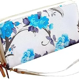 momisy Women's PU Leather Clutch Purse, Party Wedding Wallet with Zipper (Blue)-picture-31