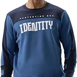 parx Men Regular Fit Cut & Sew Pattern Cotton Polyester Blend Full Sleeve Round Neck Casual Sweatshirt Blue-picture-11