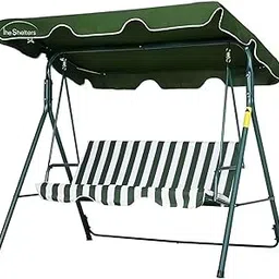 3 Seater Swing Chair for Adults & Kids | Outdoor Garden Jhula with Adjustable Canopy | Heavy Duty Metal Frame | 220kg Capacity | Ideal for Balcony, Patio, Terrace, Backyard, Porch – Green Stripes-picture-34