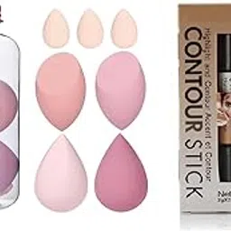 ROODILES 7-Piece Makeup Jar Puff & 2in1 Contour Stick Highlighter & Concealer Combo – Soft Blending Powder Puffs for Loose Setting Powder + Dual-End Contour Stick – Face Sculpting & Baking Tools for All Skin Types SET OF 2-picture-36