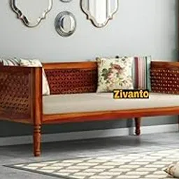 Wooden 3 Seater Sofa | Three Seater Sofa for Living Room, Drawing Room, Office Lounge, Balcony, Hall & Bedroom with Base Cushion | Solid Wood Sheesham, Honey Finish, 3-Person Sofa, Brown-picture-37