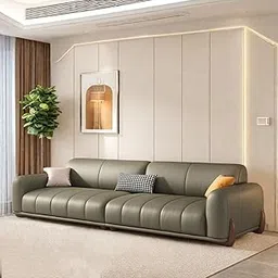 CITYLOOM Minimalist Casual Creative 4 Seater Sofa Faux Leather Sofa for Living Room (Olive)-picture-33