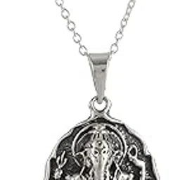 silver tree 925 sterling Silvertree925 GANPATI BAPA REAL Silver Locket with Chain in PURE 92.5% Sterling Silver Ganesh Pendant (ST921)-picture-23