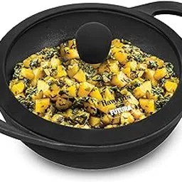 Hawkins Futura 1.5 Litre Cast Iron Kadhai, Naturally Nonstick Cast Iron Kadai with Glass Lid, Cast Iron Cookware for Kitchen, Black (CIK15G)-picture-17