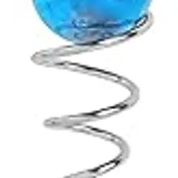 ZIBUYU® Hanging Spiral Sun Catcher Wind Tail Blue Glass Ball Hanging Decor Stainless Steel Spiral Tail Decor Dangling Decoration with Hook Garden Balcony Room Decor Home Gift-picture-10