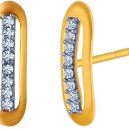 p.c. chandra jewellers 14k (585) Yellow Gold and American Diamond Stud Earrings for Women-picture-20