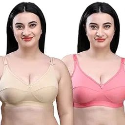 skdreams Multicolor Cotton Blend Seamed Non Padded Non-Wired Women Pack of 2 Full Coverage Bra Combo.-picture-21