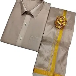 Men's Fashion Art Silk Shirt And Dhotis Combo - Full Sleeve-picture-27