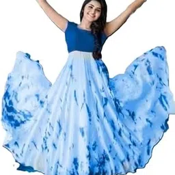 Tiedye Printed Short Sleeves Maxi Length Dress for Women's-picture-34