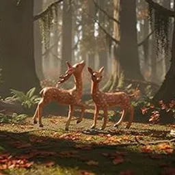 Decorative Spotted Deer Figurines, Orange, Set of 2, Garden Ornament, Forest Animal Miniatures for Home Decor image 1