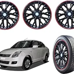FORSONS Car Accessories Wheel Cap, Wheel Cover for 14 inch Wheel Size Cars Delta Black Red Ring Patch Set of 4 Pcs for Swift Dzire-picture-31