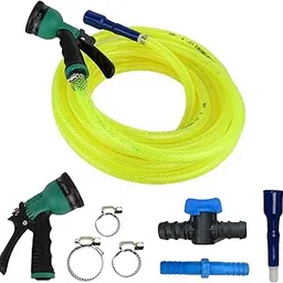 ANSHI 10 Meter Flexible Yellow Hose Pipe (½’’ / 12mm) with Water Spray Gun | Multipurpose Leakproof Pipe for Car Wash, Gardening, Home Cleaning, Watering & Outdoor Use image 1