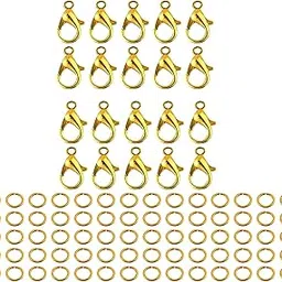Jasol Lobster Claw Clasps 25 With100 Open Jump Rings Set Lobster Claw Clasps for Jewelry Making and Bracelets (Gold)-picture-13