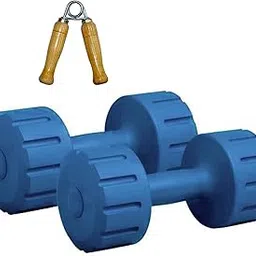 COMPASS SPORTS 1 kg Set Combo with Wooden Hand Gripper PVC Fixed Weight Dumbbell (2kg) (Multicolor)-picture-34