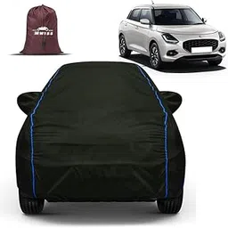 Mwiss Car Body Cover for Maruti Suzuki Swift Waterproof Cover with Mirror Pocket UV Resistant All-Weather Proof Full-Body Ultimate Protection Cover (Blue Stripe)-picture-28